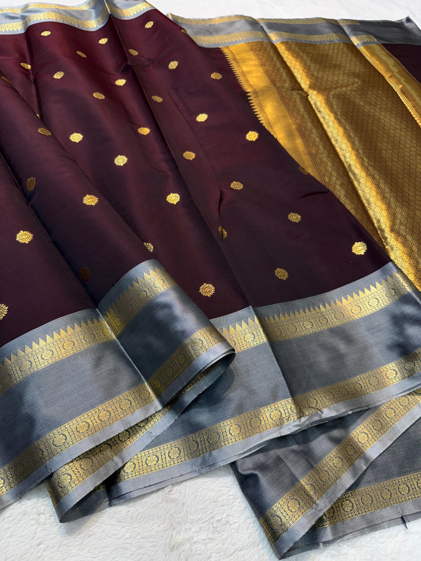 Wine Soft Silk Banarasi Saree
