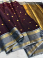 Wine Soft Silk Banarasi Saree