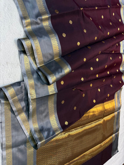 Wine Soft Silk Banarasi Saree