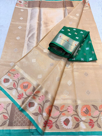 Gold Tissue Kota Paithani Border Premium Banarasi Saree