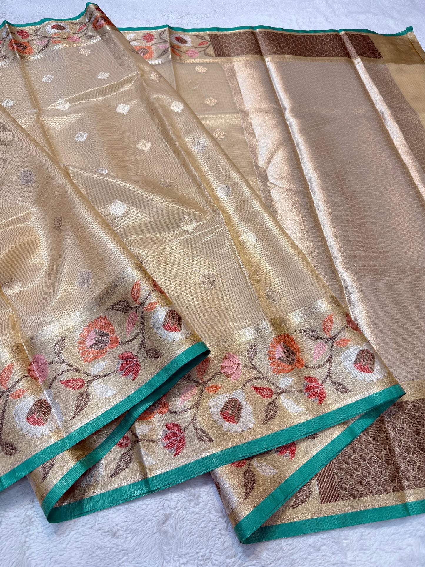 Gold Tissue Kota Paithani Border Premium Banarasi Saree