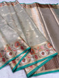 Sea Green Tissue Kota Paithani Border Premium Banarasi Saree
