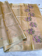Light Slate Bule Tissue Kota Embroidery Handwork Premium Banarasi