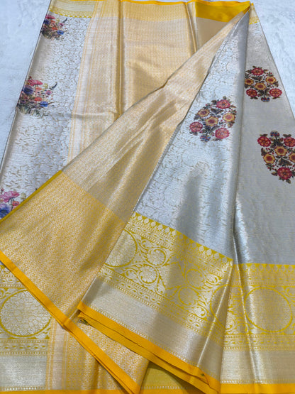 Zari Brocade Digital Print Banarasi Saree 999 1600