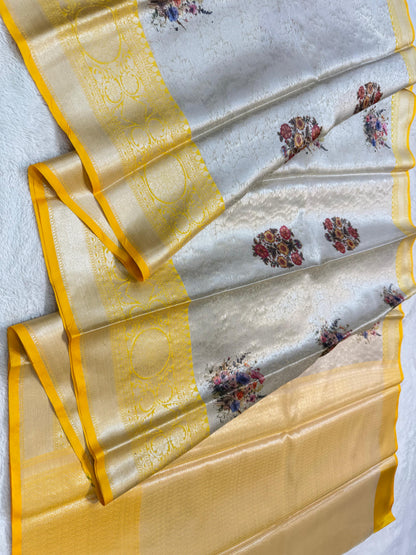 Zari Brocade Digital Print Banarasi Saree 999 1600