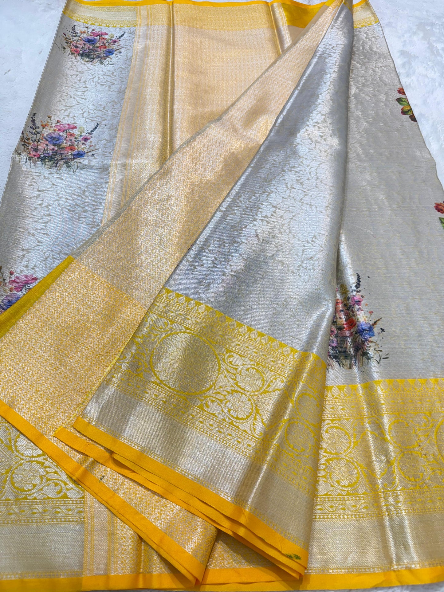 Zari Brocade Digital Print Banarasi Saree 999 1600
