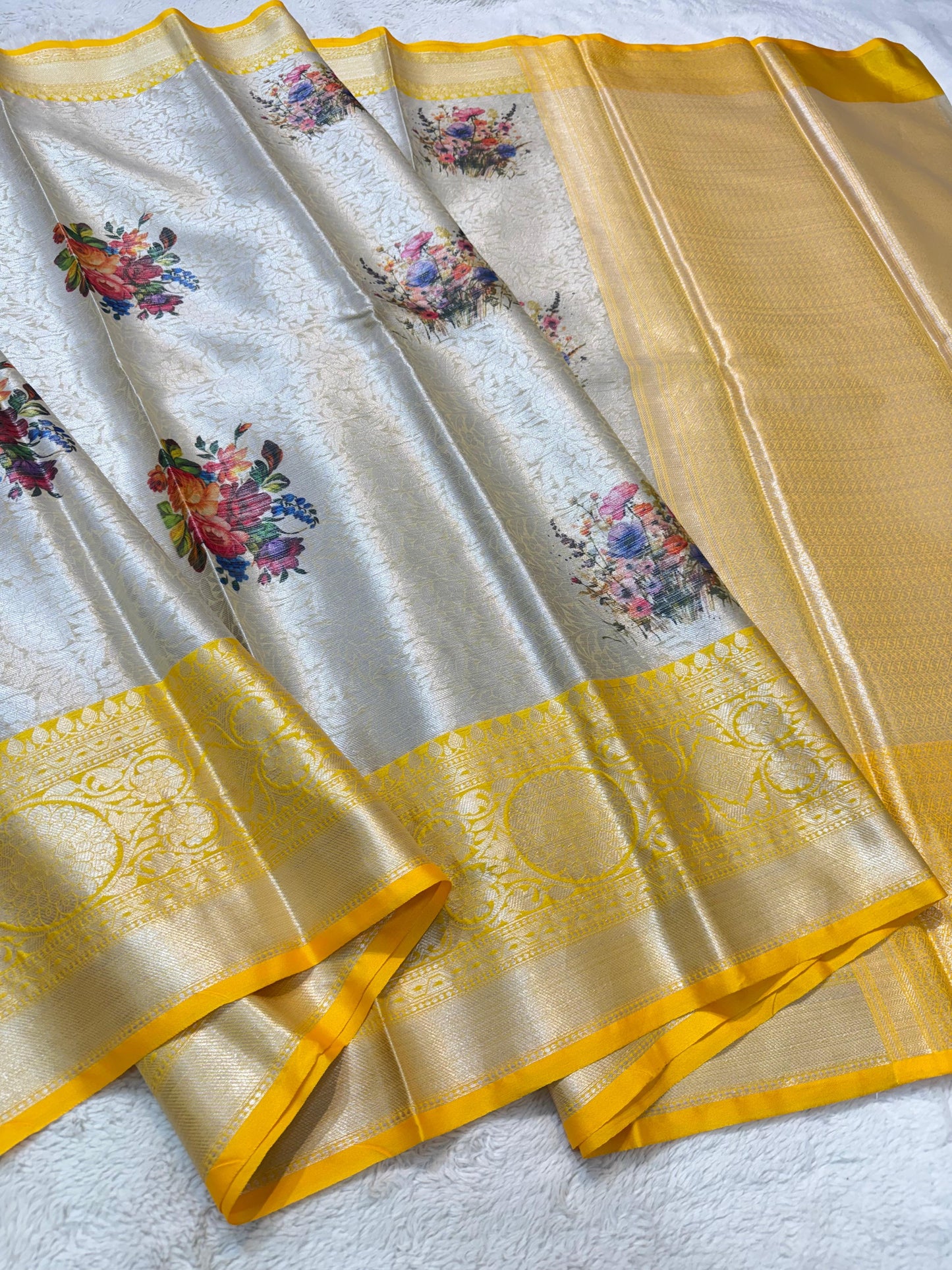 Zari Brocade Digital Print Banarasi Saree 999 1600