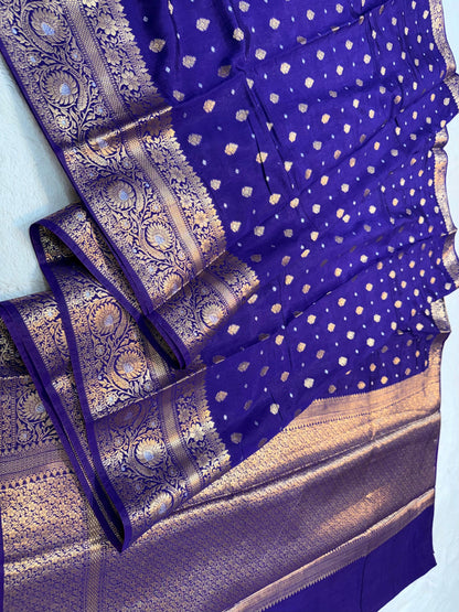 Royal Blue Raw Mango Premium Banarasi Saree