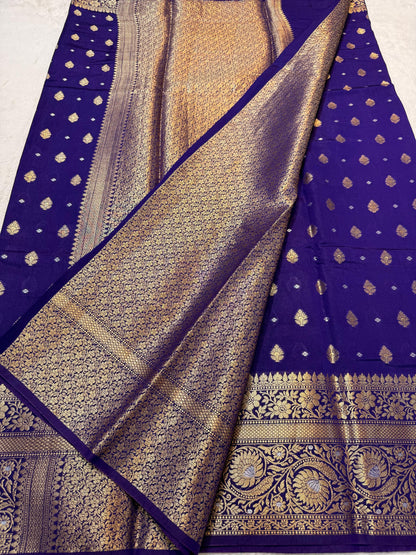 Royal Blue Raw Mango Premium Banarasi Saree