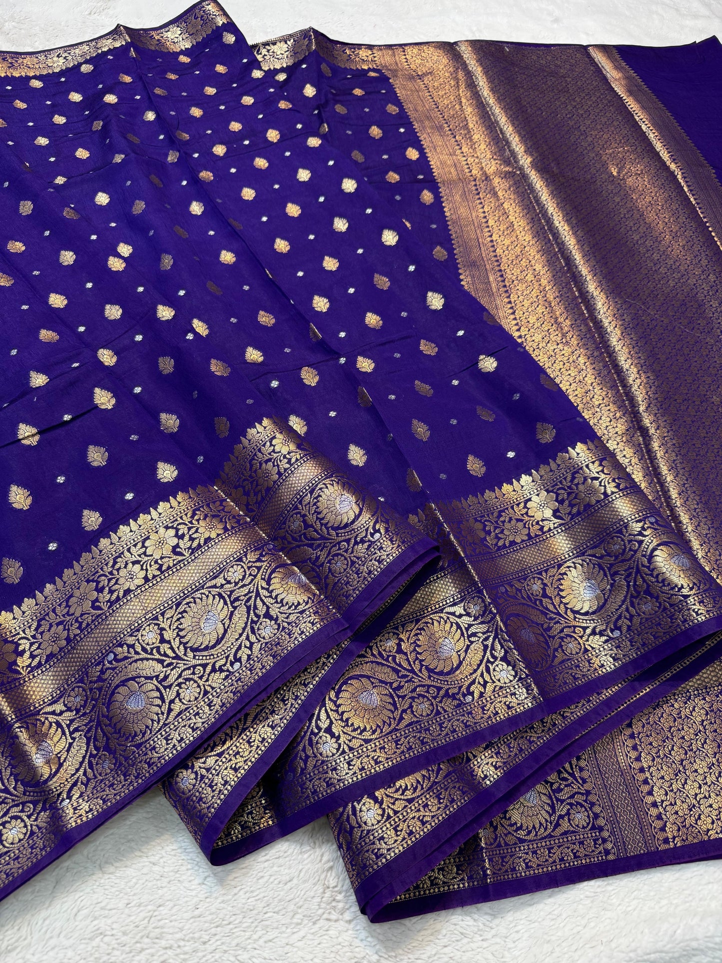 Royal Blue Raw Mango Premium Banarasi Saree