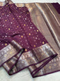 Wine Raw Mango Premium Banarasi Saree