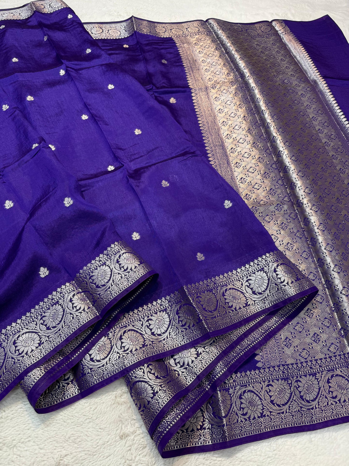 Royal Blue Raw Mango Premium Banarasi Saree