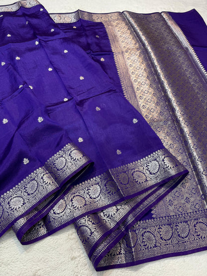 Royal Blue Raw Mango Premium Banarasi Saree