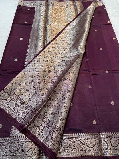Wine Raw Mango Premium Banarasi Saree