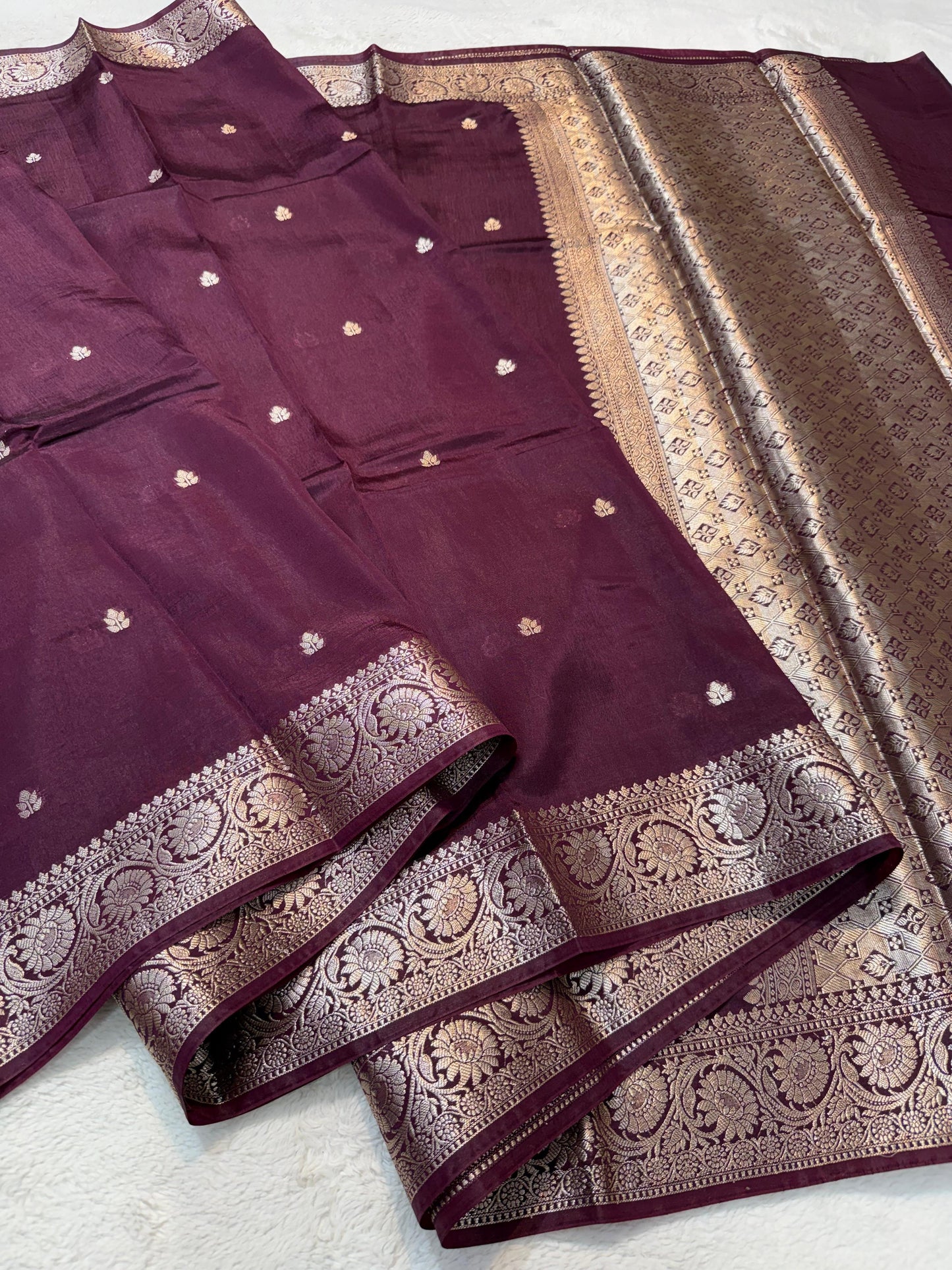 Wine Raw Mango Premium Banarasi Saree