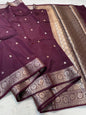Wine Raw Mango Premium Banarasi Saree
