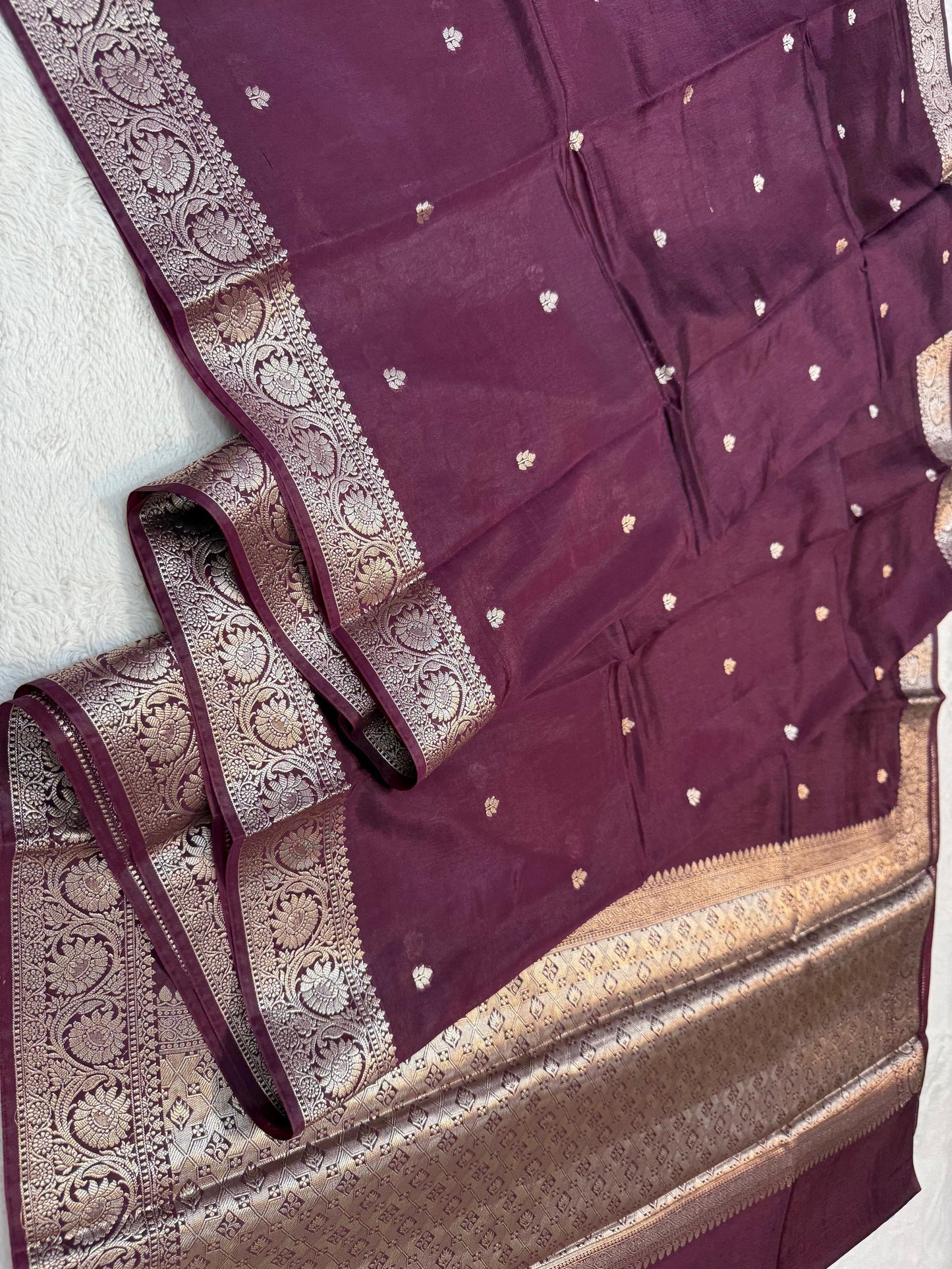 Wine Raw Mango Premium Banarasi Saree