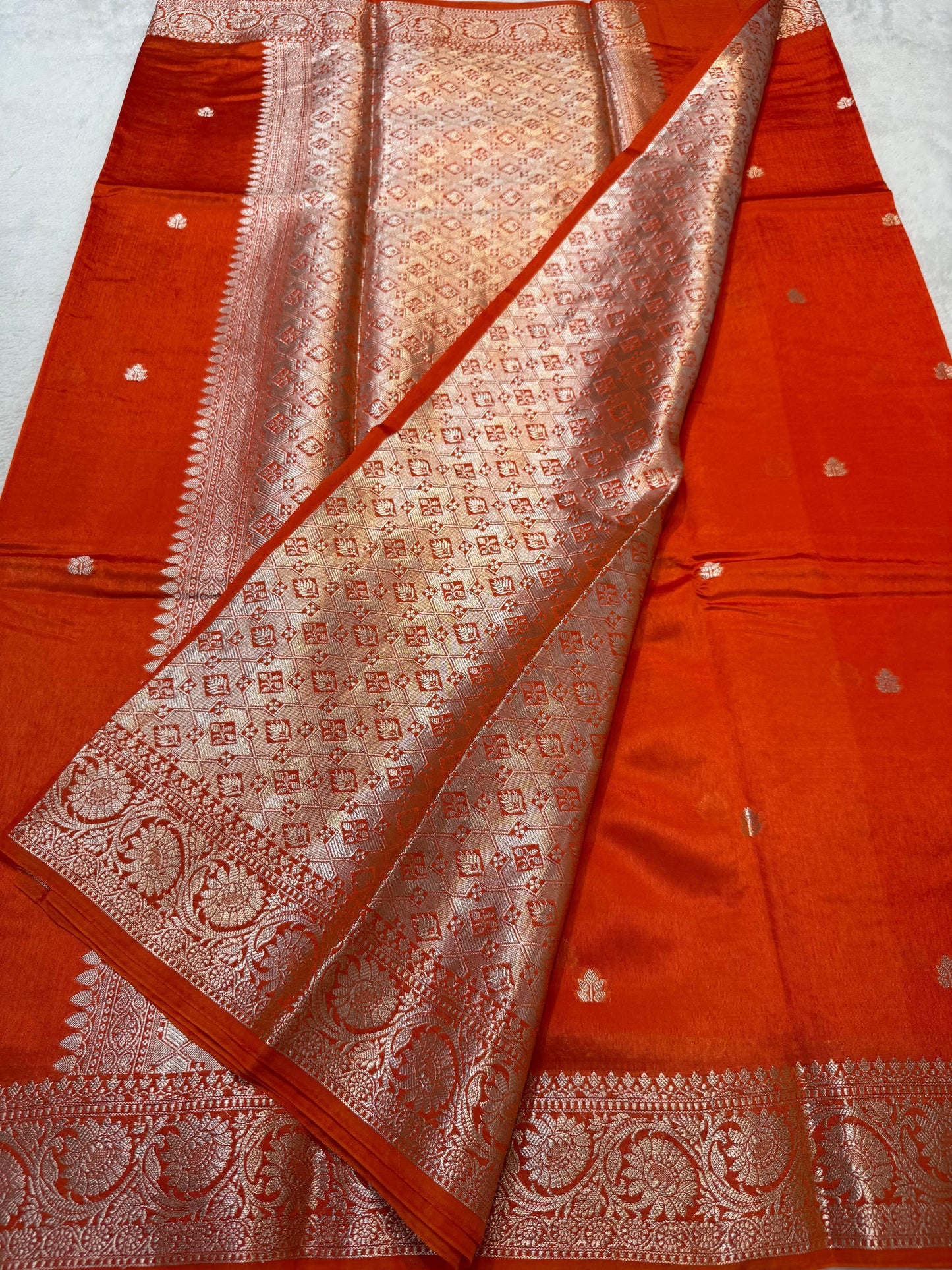 Orange Raw Mango Premium Banarasi Saree