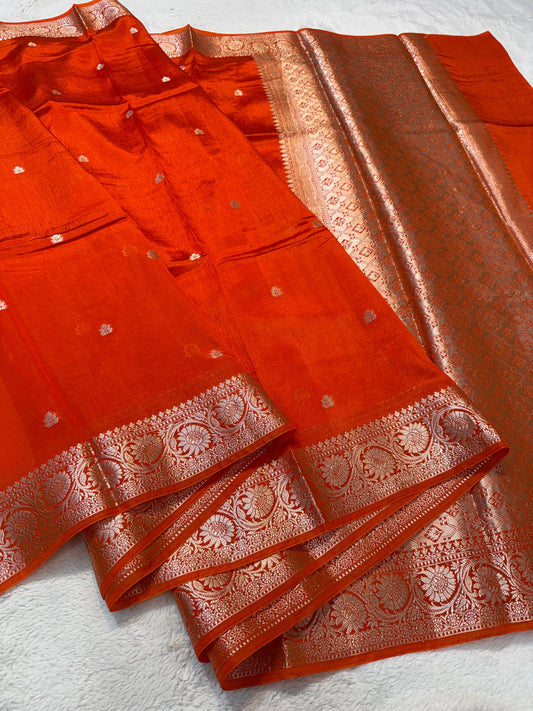 Orange Raw Mango Premium Banarasi Saree
