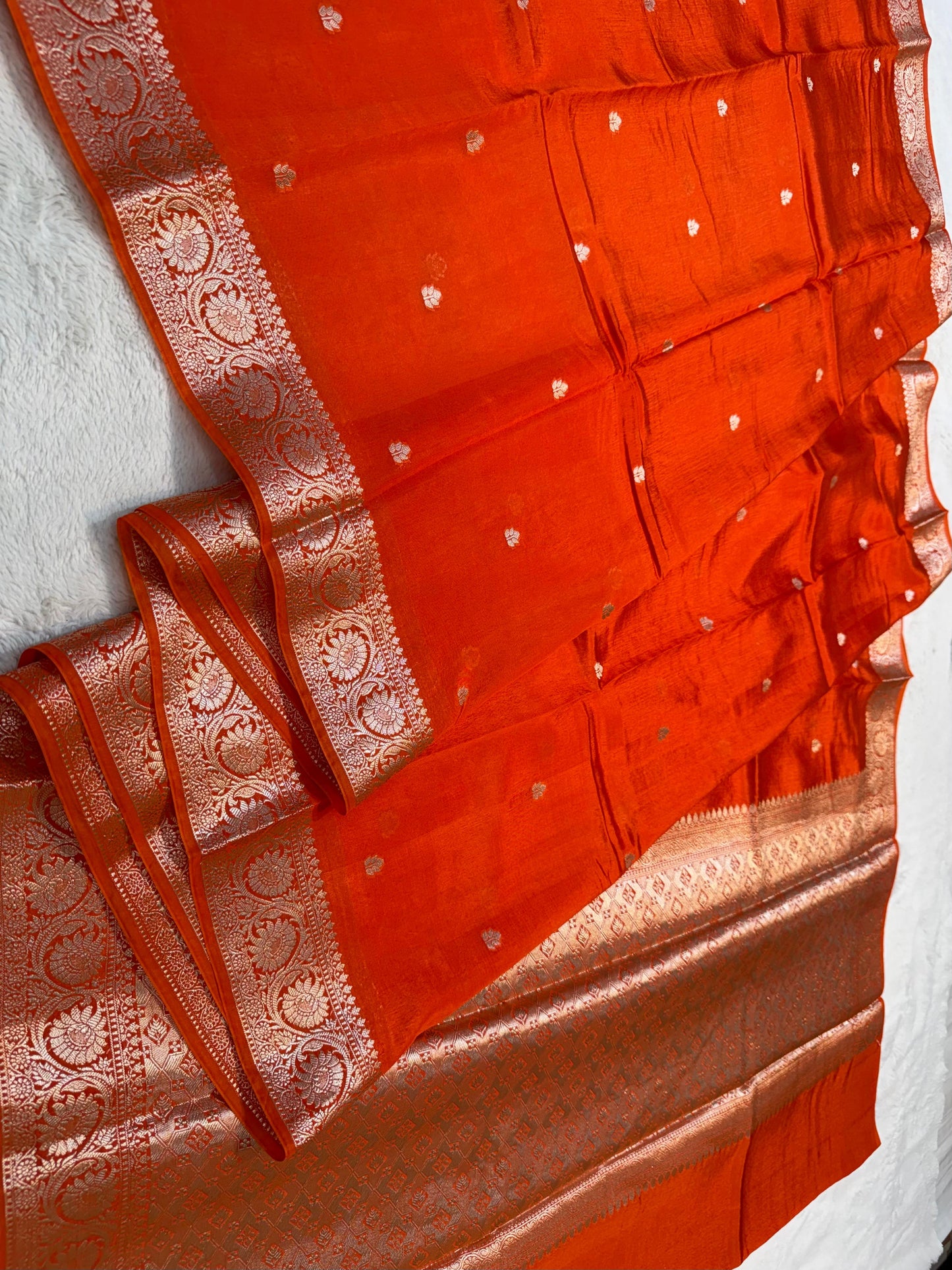 Orange Raw Mango Premium Banarasi Saree
