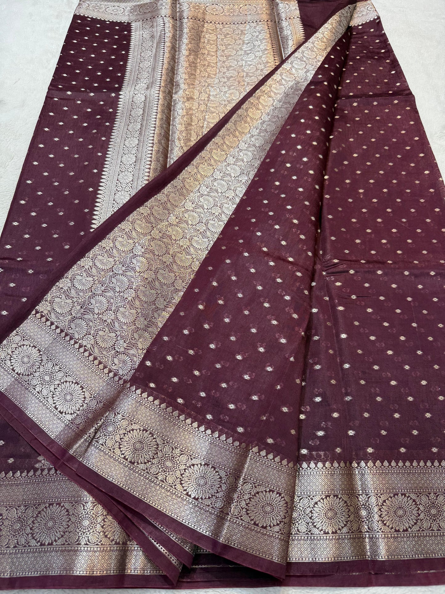 Wine Raw Mango Premium Banarasi Saree