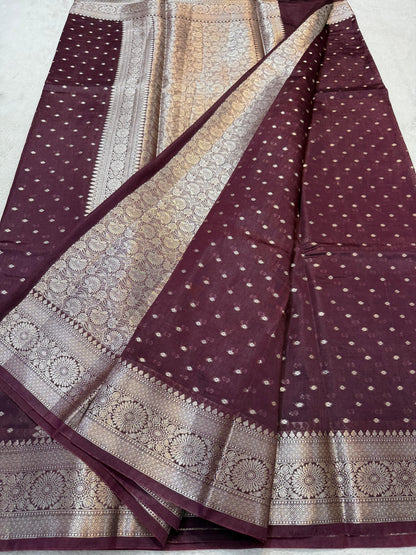 Wine Raw Mango Premium Banarasi Saree