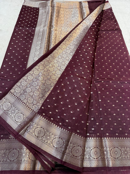 Wine Raw Mango Premium Banarasi Saree