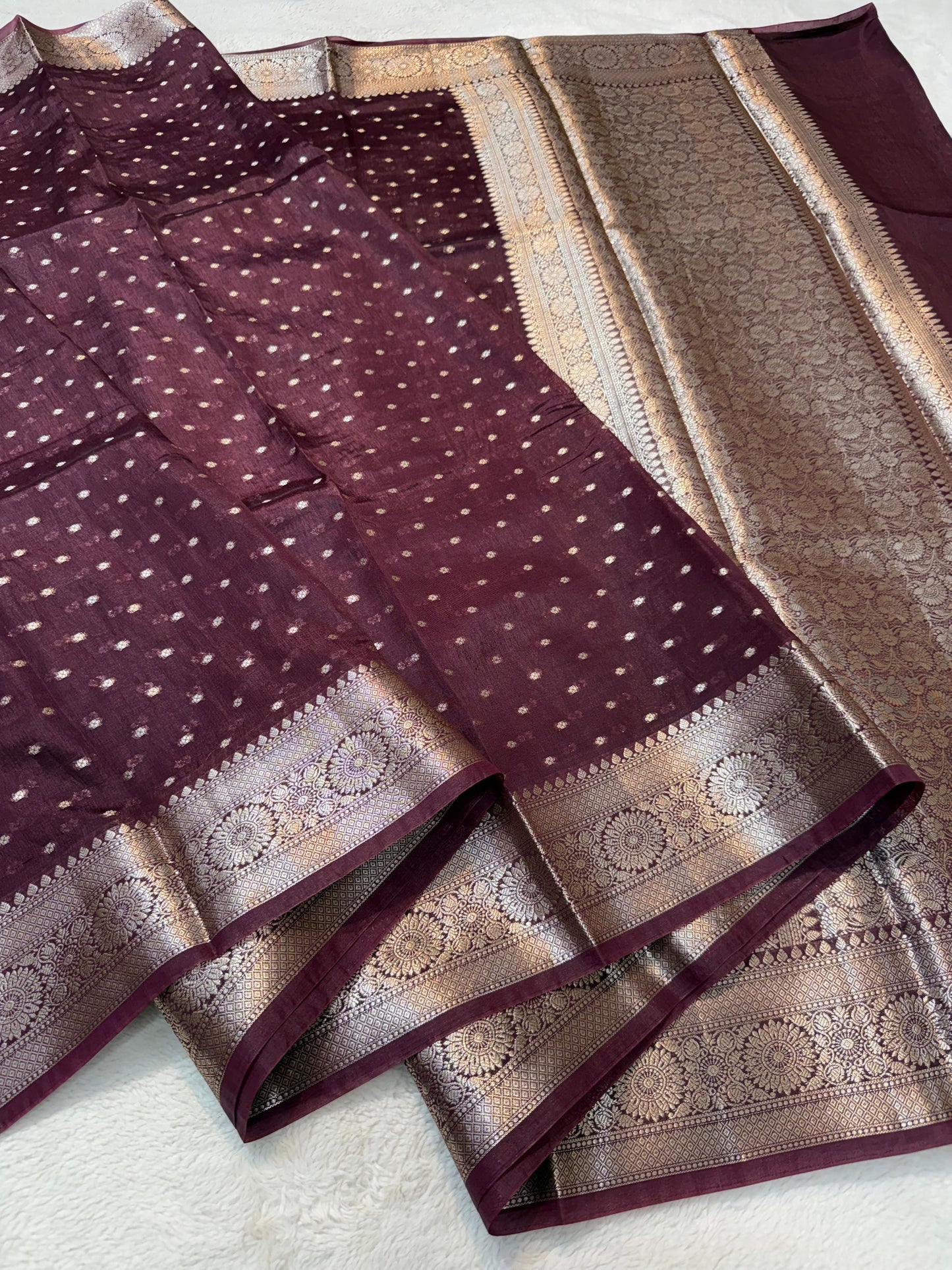 Wine Raw Mango Premium Banarasi Saree