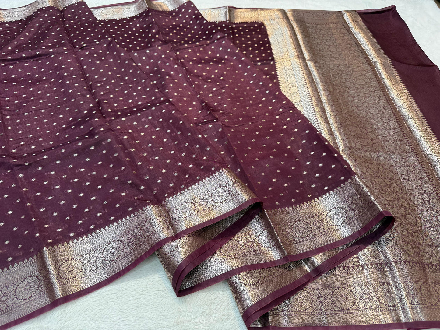 Wine Raw Mango Premium Banarasi Saree