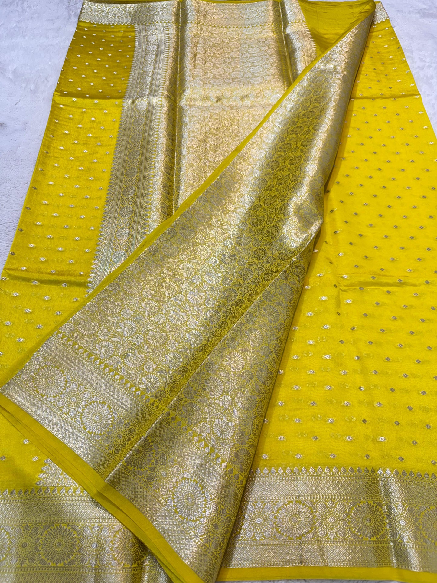Yellow Raw Mango Premium Banarasi Saree