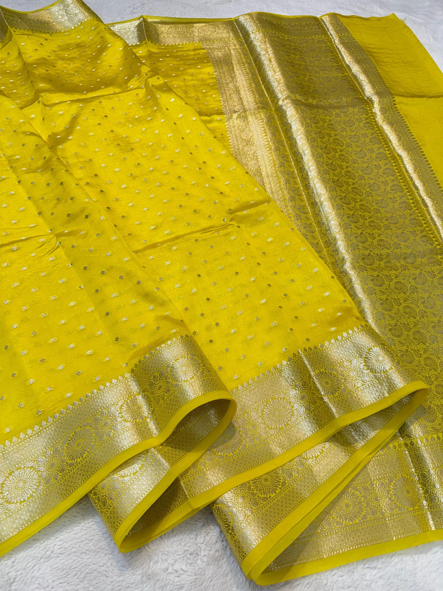 Yellow Raw Mango Premium Banarasi Saree