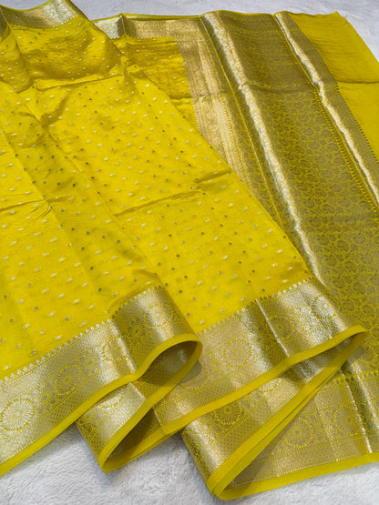 Yellow Raw Mango Premium Banarasi Saree