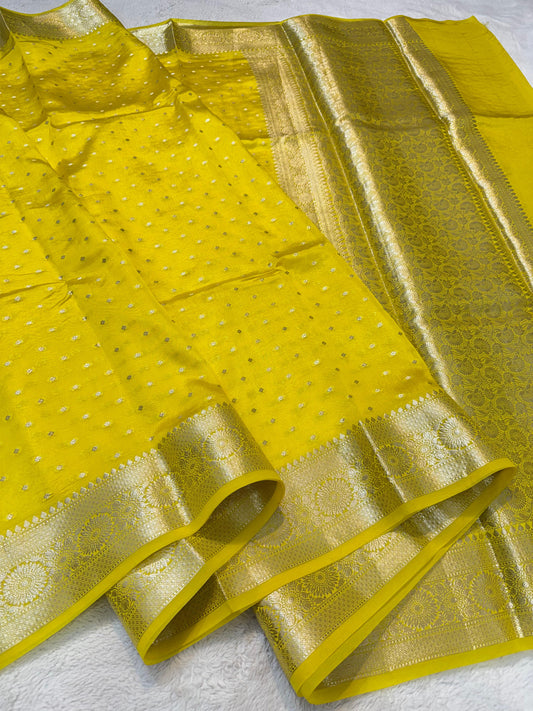 Yellow Raw Mango Premium Banarasi Saree