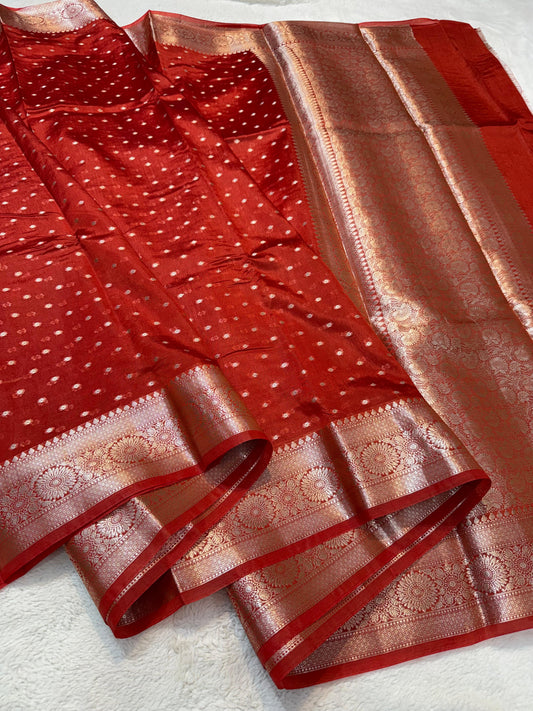 Red Raw Mango Premium Banarasi Saree