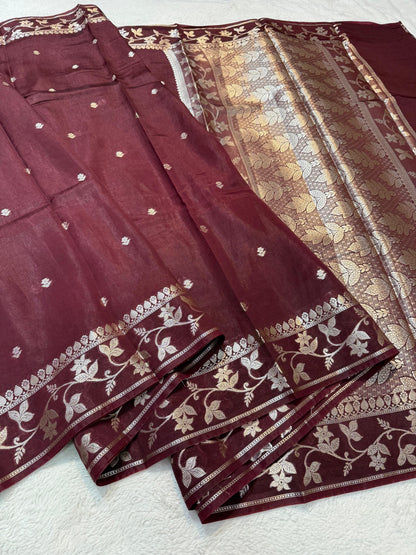 Wine Raw Mango Premium Banarasi Saree