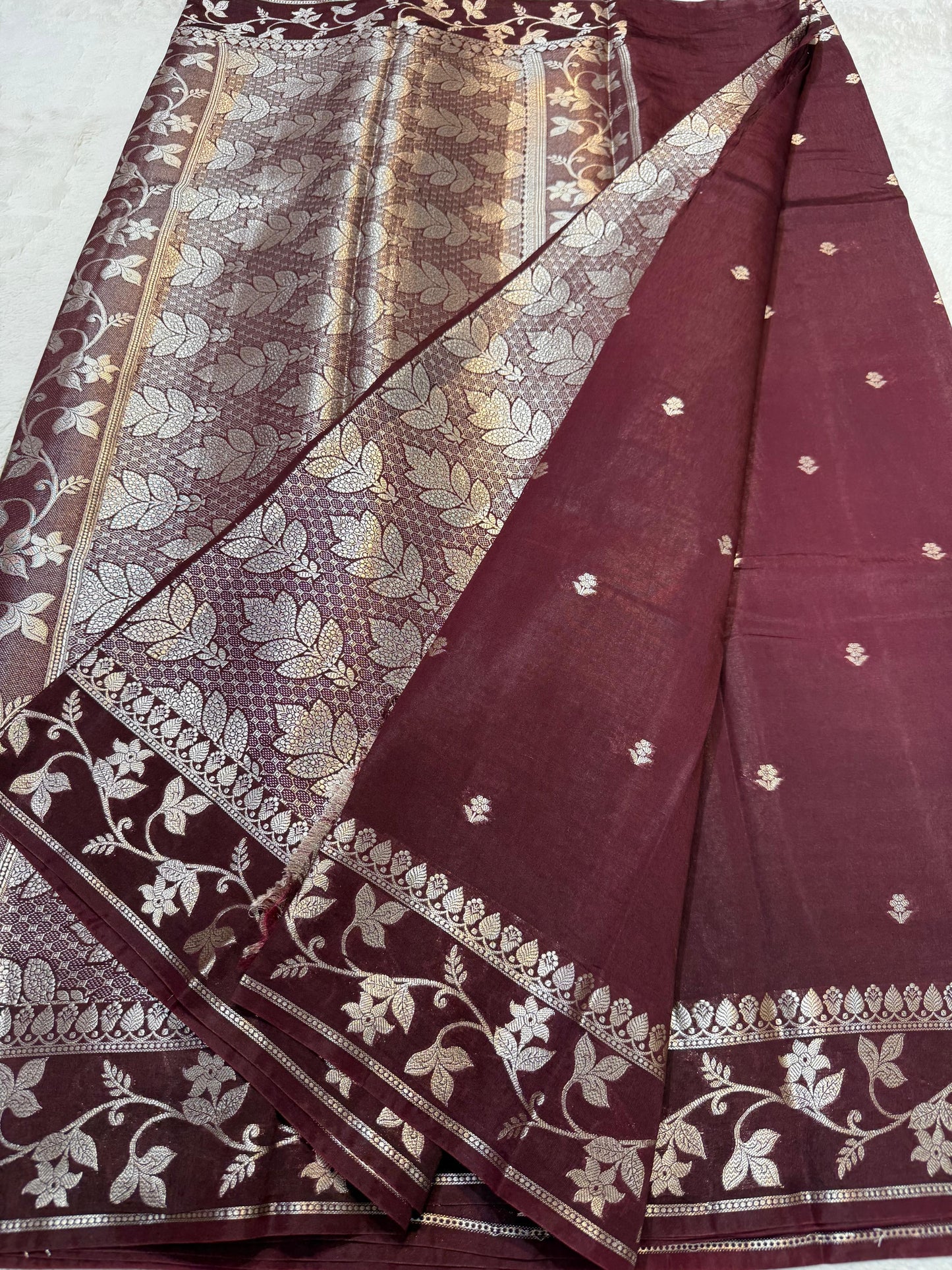 Wine Raw Mango Premium Banarasi Saree