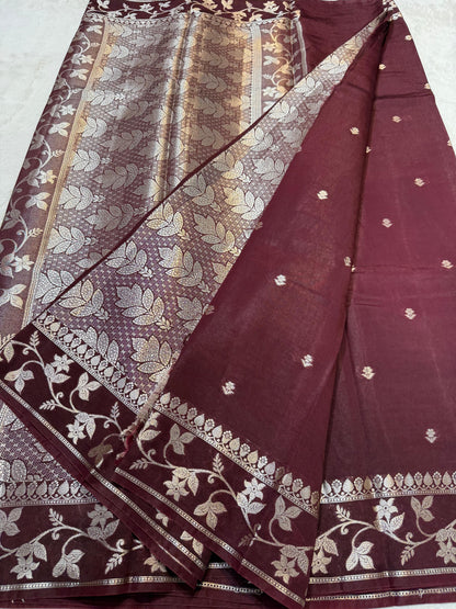 Wine Raw Mango Premium Banarasi Saree