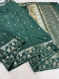 Bottle Green Raw Mango Premium Banarasi Saree