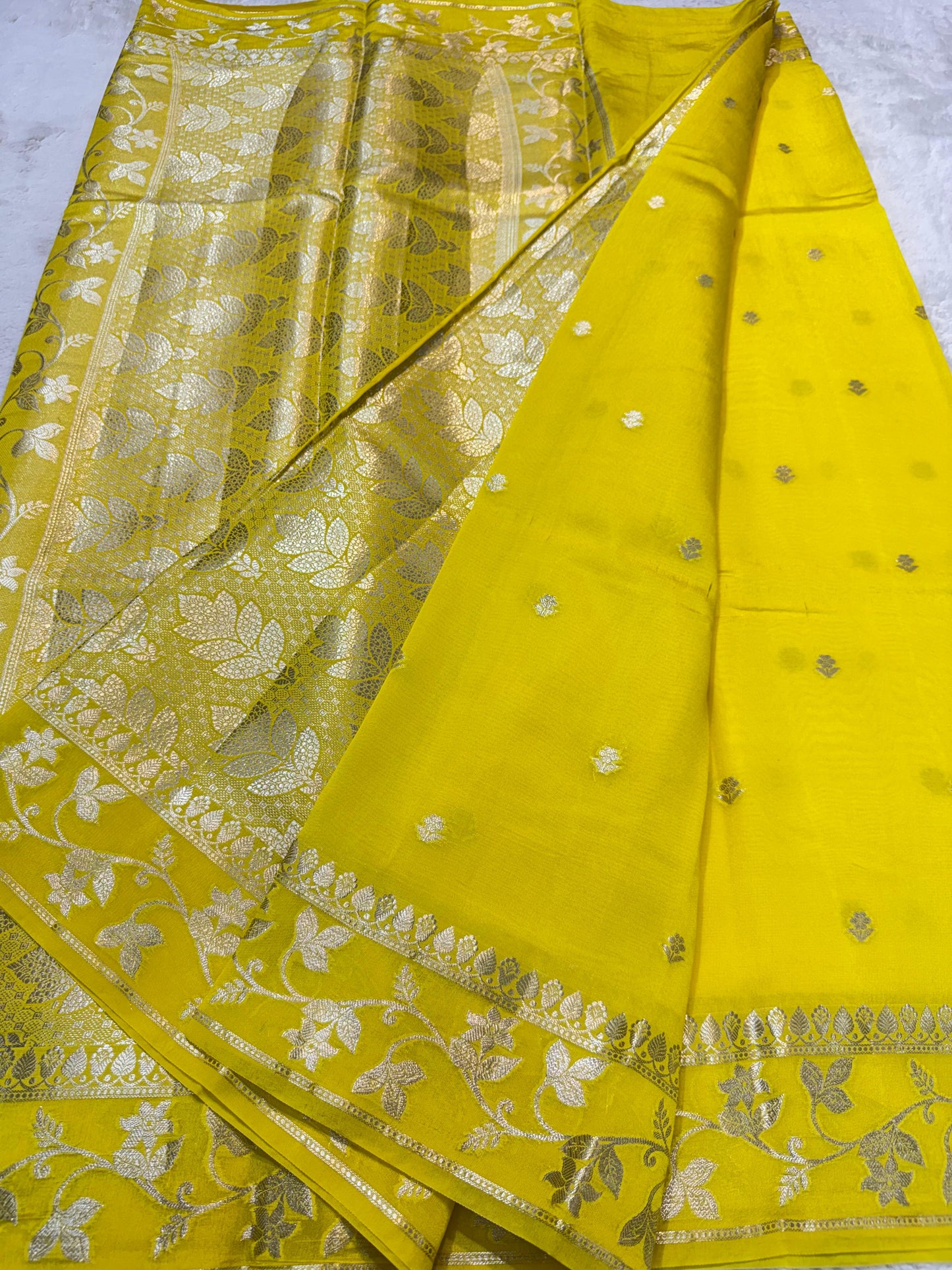 Yellow Raw Mango Premium Banarasi Saree