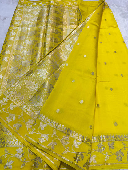 Yellow Raw Mango Premium Banarasi Saree