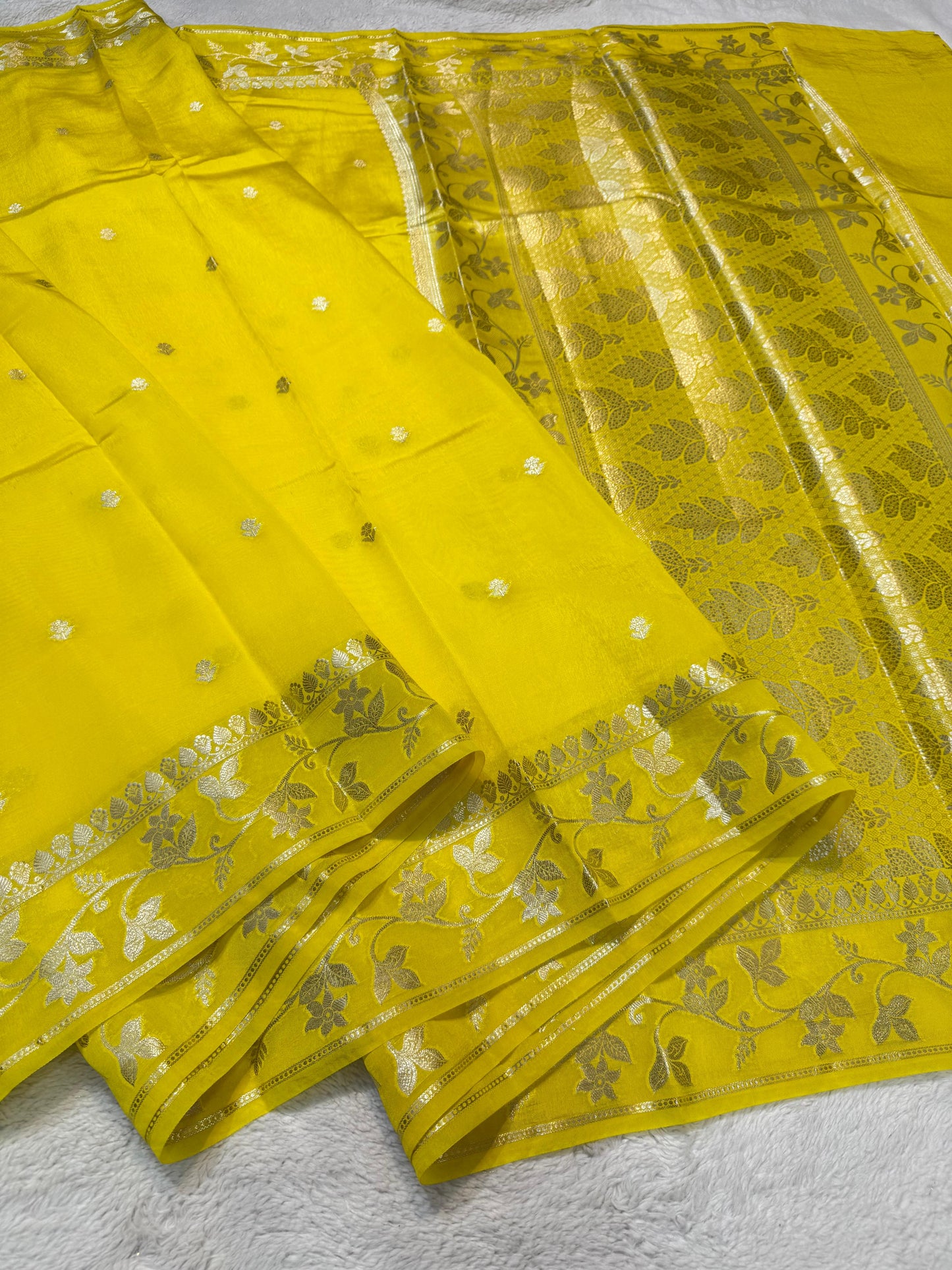 Yellow Raw Mango Premium Banarasi Saree
