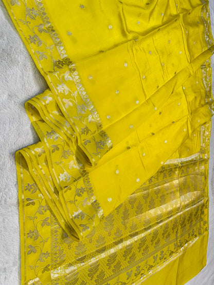 Yellow Raw Mango Premium Banarasi Saree