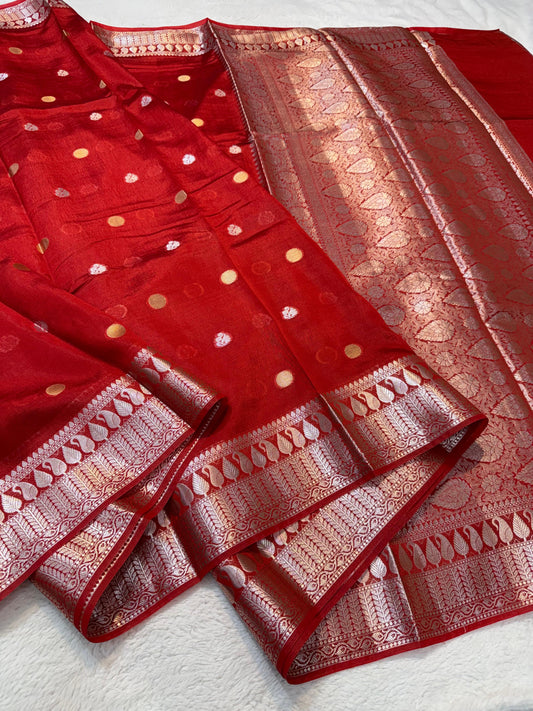 Red Raw Mango Premium Banarasi Saree