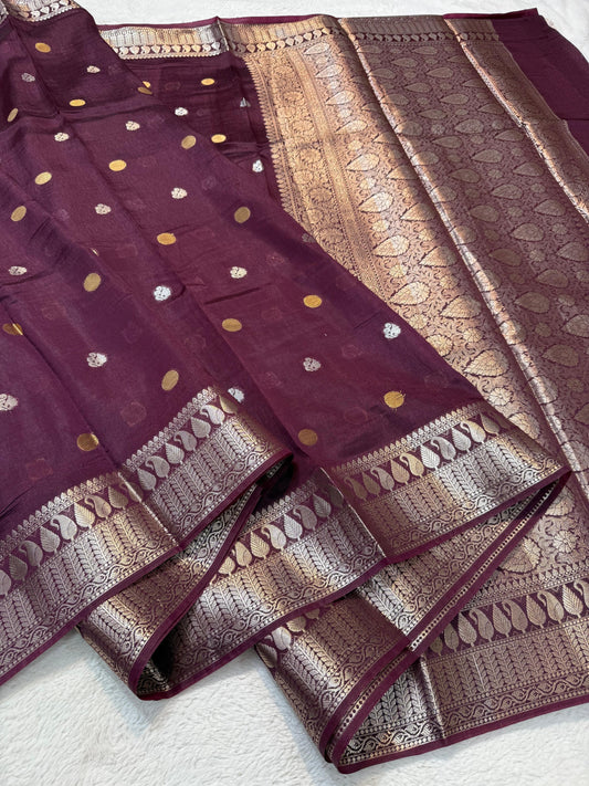 Magenta  Raw Mango Premium Banarasi Saree