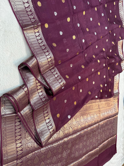 Magenta  Raw Mango Premium Banarasi Saree