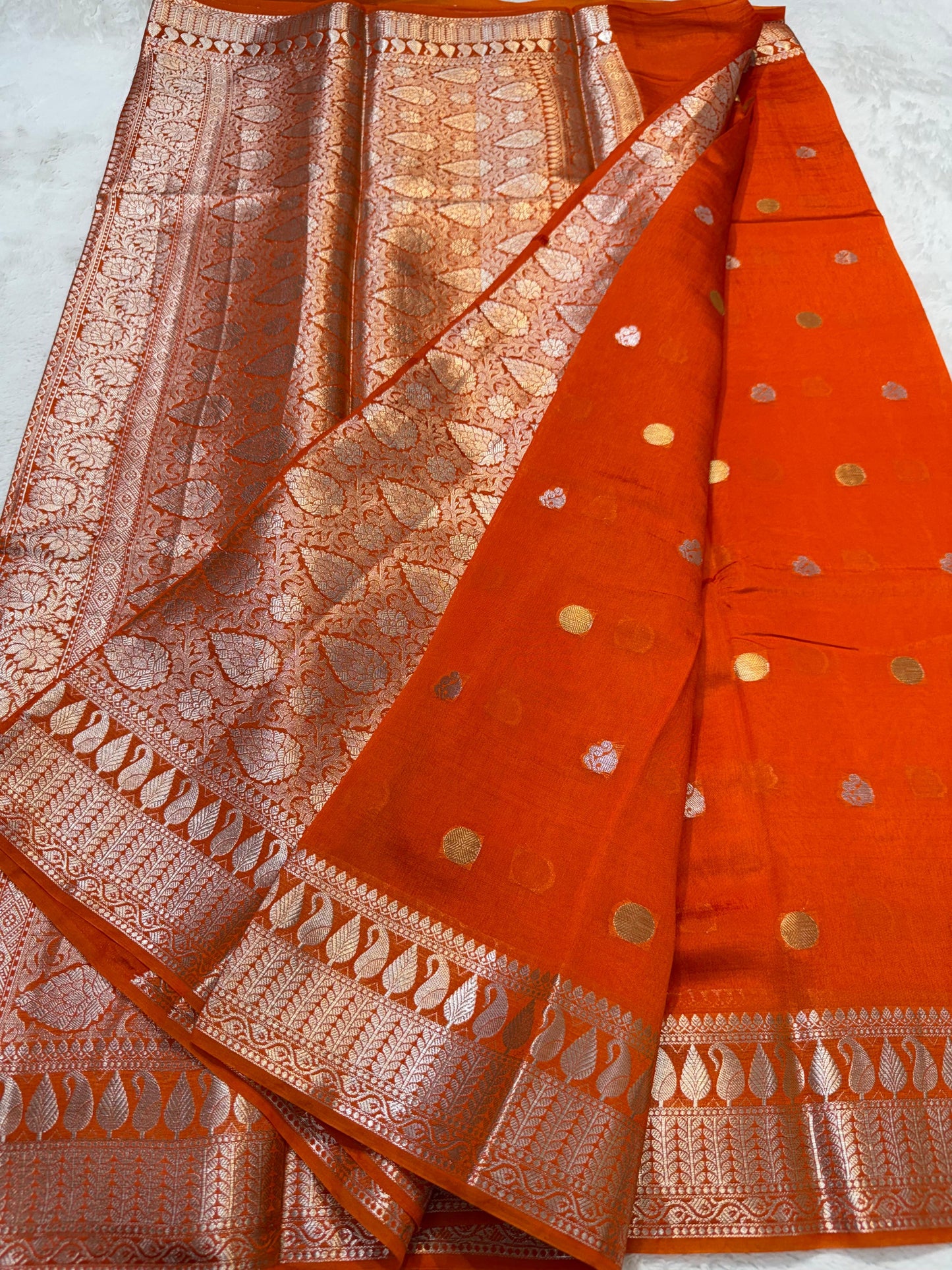 Orange Raw Mango Premium Banarasi Saree