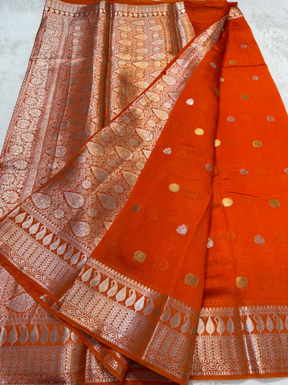 Orange Raw Mango Premium Banarasi Saree