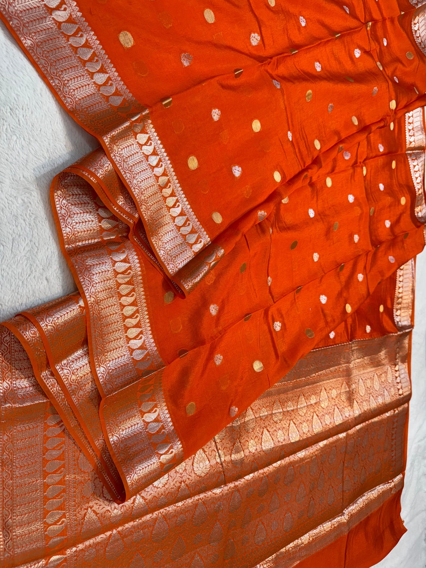 Orange Raw Mango Premium Banarasi Saree