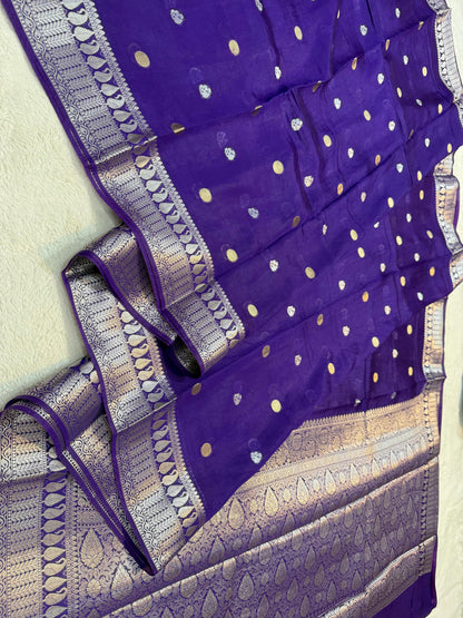 Royal Blue Raw Mango Premium Banarasi Saree