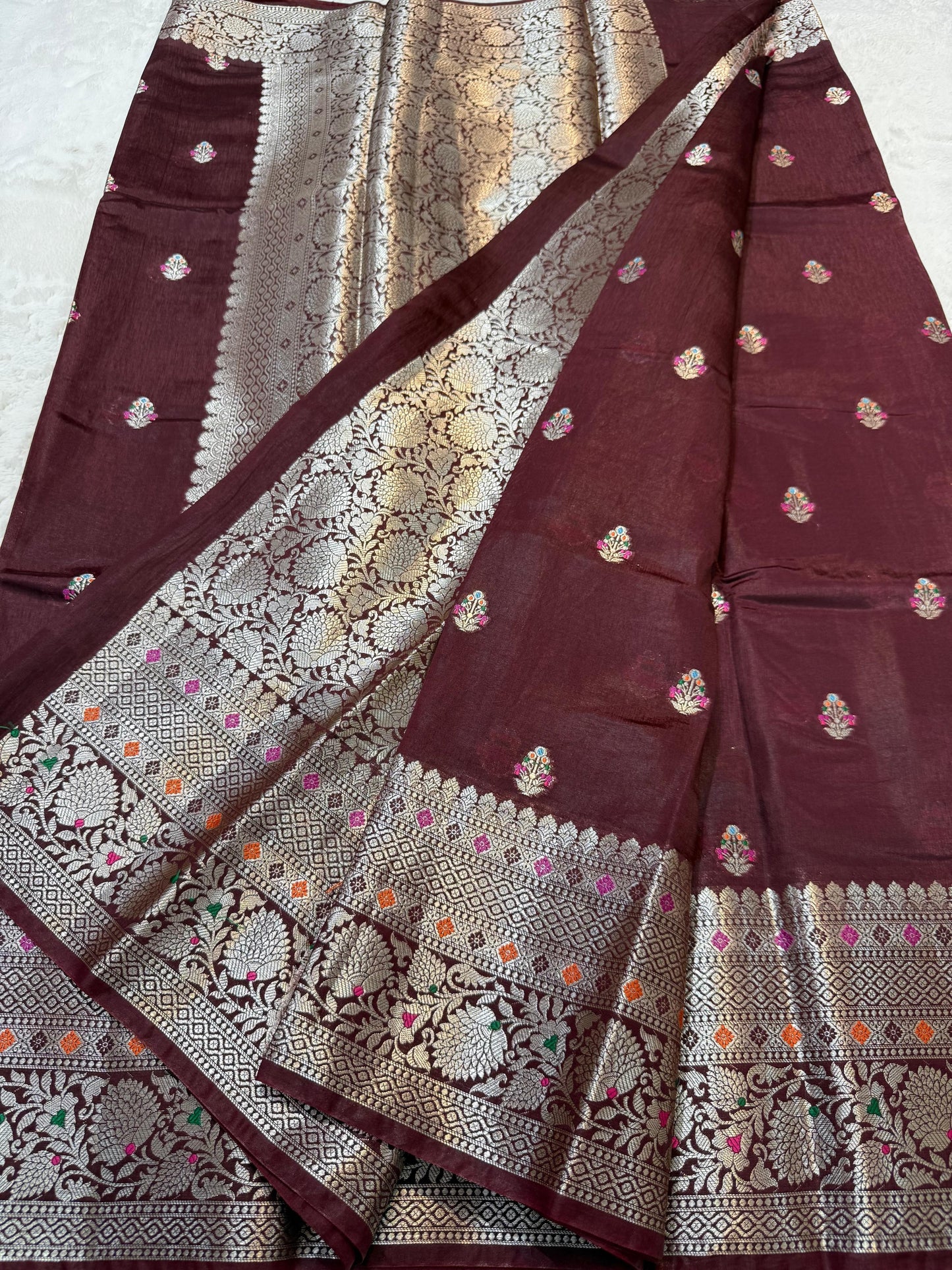 Wine Raw Mango Premium Banarasi Saree